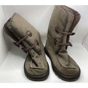 Sanuk flurry boot toggle canvas brown tan bootie 6